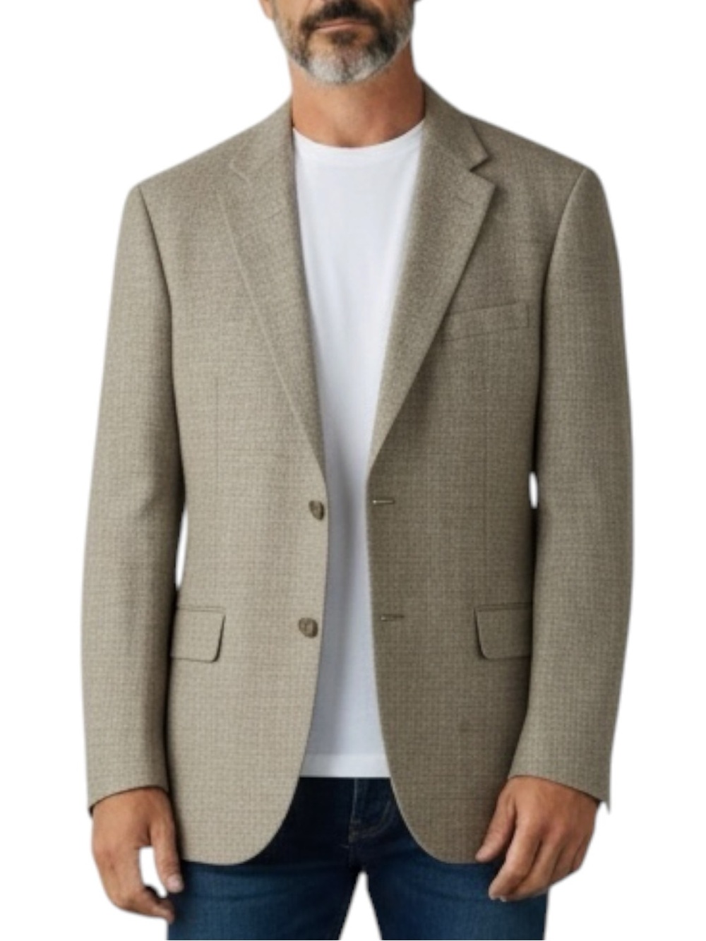 STAFFORD 100% Silk Sports Coat in Tan/Cream Size 44R — Luxury Coastal Old Money